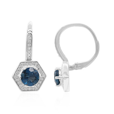Pendientes en plata con Topacio azul de Londres