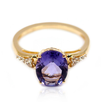 Anillo en oro con Cuarzo arándano