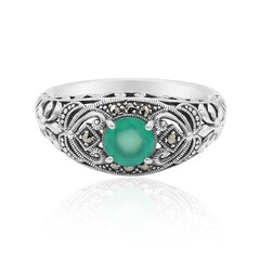 Anillo en plata con Calcedonia verde