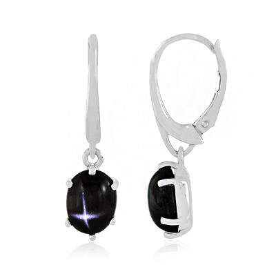Pendientes en plata con Diópsido estrella de la India