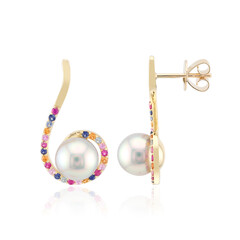 Pendientes en oro con Perla blanca del mar del sur (Michelle Albala)