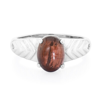 Anillo en plata con Ojo de tigre rojo
