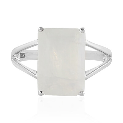 Anillo en plata con Piedra de Luna arcoíris