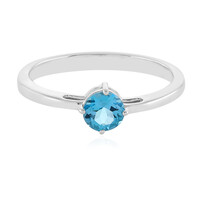 Anillo en plata con Topacio azul suizo