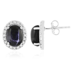 Pendientes en plata con Diópsido estrella de la India