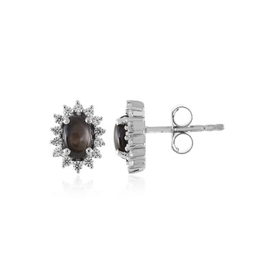 Pendientes en plata con Zafiro estrella negra