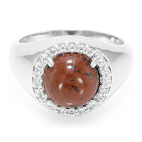 Anillo en plata con Obsidiana caoba