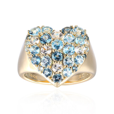Anillo en plata con Topacio azul de Londres