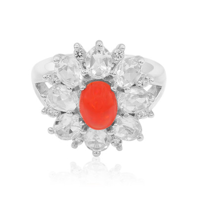 Anillo en plata con Ópalo rojo de Etiopía