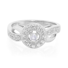 Anillo en plata con Piedra de Luna arcoíris