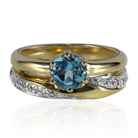 Anillo en plata con Topacio azul suizo