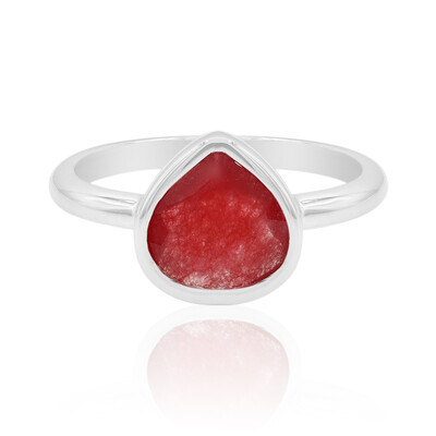 Anillo en plata con Jade rojo