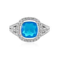 Anillo en plata con ópalo azul de Etiopía