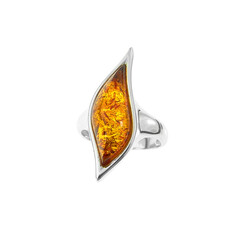 Anillo en plata con Ámbar báltico