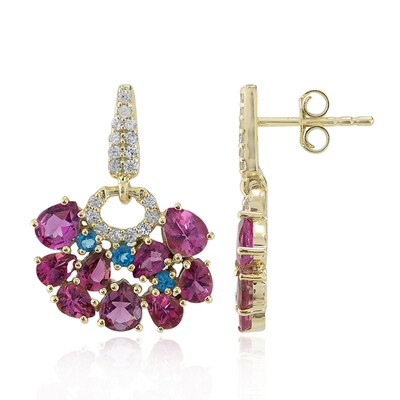 Pendientes en oro con Turmalina rosa (Adela Gold)