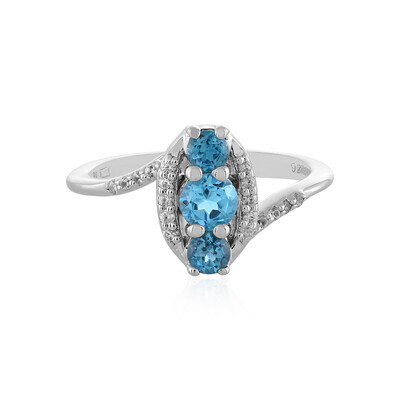 Anillo en plata con Topacio azul suizo