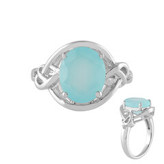 Anillo en plata con Calcedonia agua