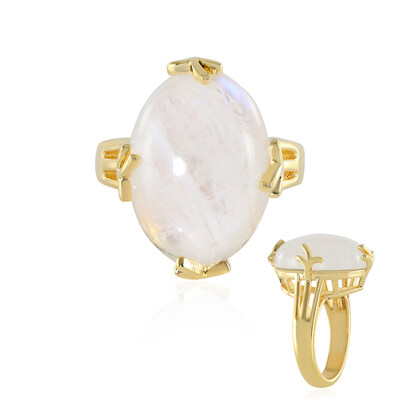 Anillo en plata con Piedra de Luna arcoíris
