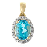 Colgante en oro con Topacio azul suizo