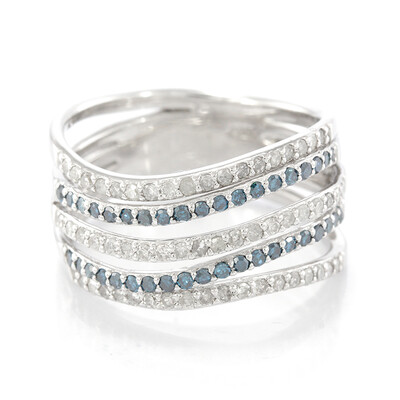 Anillo en plata con Diamante azul