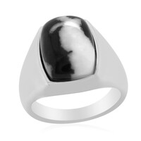 Anillo de hombre en plata con Obsidiana Copo de Nieve