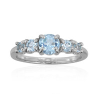 Anillo en plata con Topacio azul cielo