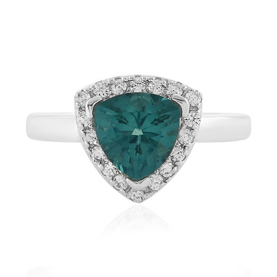 Anillo en plata con Fluorita tono petróleo de Bélgica