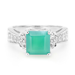Anillo en plata con Calcedonia verde