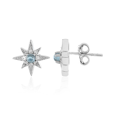 Pendientes en plata con Topacio azul suizo