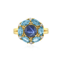 Anillo en plata con Zafiro estrella azul
