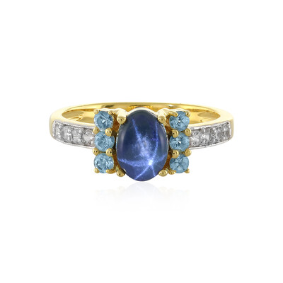 Anillo en plata con Zafiro estrella azul
