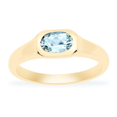 Anillo en oro con AAA Aguamarina
