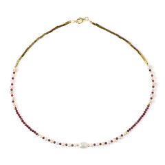 Collar en plata con Perla blanca Freshwater (Riya)