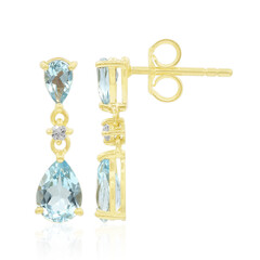 Pendientes en oro con Topacio azul cielo