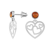 Pendientes en plata con Ámbar báltico cognac