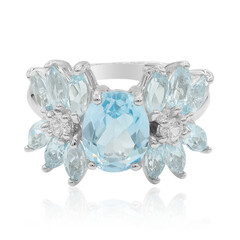 Anillo en plata con Topacio azul cielo