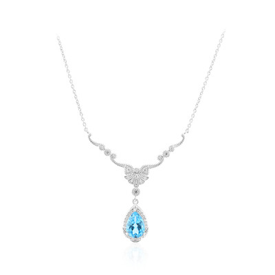 Collar en plata con Topacio azul suizo