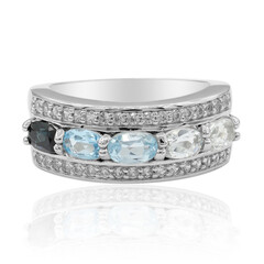 Anillo en plata con Topacio azul de Londres