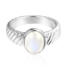 Anillo en plata con Piedra de luna arco iris de Tanzania