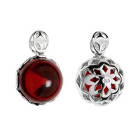 Colgante en plata con Ámbar colombiano rojo
