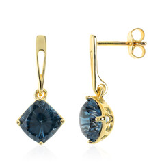 Pendientes en oro con Topacio azul de Londres