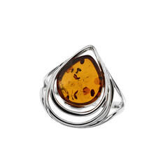 Anillo en plata con Ámbar báltico