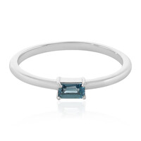 Anillo en plata con Topacio azul de Londres