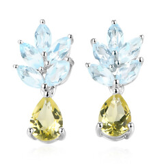 Pendientes en plata con Citrino de color limón