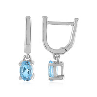 Pendientes en plata con Topacio azul suizo