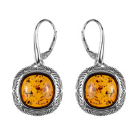 Pendientes en plata con Ámbar báltico