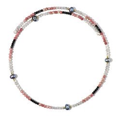 Collar al cuello en acero con Perla freshwater negra (Riya)