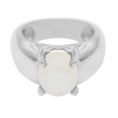 Anillo en plata con Piedra de Luna arcoíris
