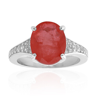Anillo en plata con Cuarzo naranja pastel