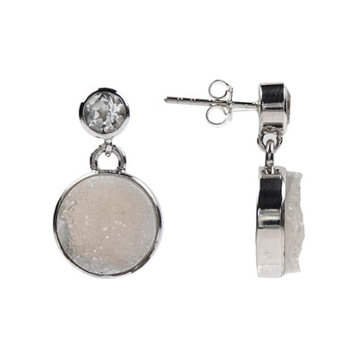 Pendientes en plata con Ágata drusa